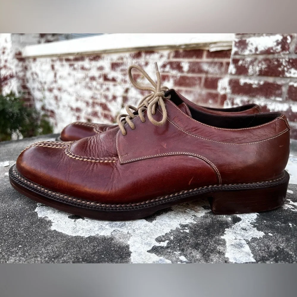 Cole Haan Country Men’s Sz 9.5 D Oxfords Brown Leather Split Toe Vintage Dress